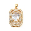 Brass Micro Pave Clear Cubic Zirconia Pendants KK-P263-25KCG-01-1