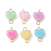 6Pcs 6 Colors Acrylic Bead in Bead Heart Connector Charms PALLOY-JF03342-01-1