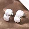 304 Stainless Steel & ABS Imitation Pearl Square Stud Earrings EJEW-Z155-02P-3