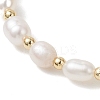Natural Cultured Freshwater Pearl & Brass Beaded Bangles for Women BJEW-JB13341-4