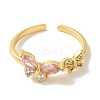 Rack Plating Brass Micro Pave Cubic Zirconia Cuff Ring RJEW-P104-10G-2