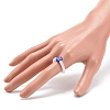 Plastic Imitation Pearl & Millefiori Glass Beaded Finger Ring for Women RJEW-JR00484-3