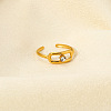 Fashionable Stainless Steel Clear Cubic Zirconia Hollow Rectangle Cuff Rings for Women XE1808-4