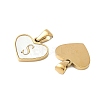 304 Stainless Steel Pave Natural White Shell Heart with Initial Slice Pendants STAS-R168-25G-S-2