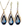 Teardrop Alloy Rhinestone Pendant Necklaces & Dangle Earrings Sets for Women FS-WG0B062-01-5