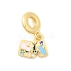 Brass Micro Pave Clear Cubic Zirconia European Dangle Charms KK-F904-17G-1