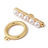 Brass with ABS Imitation Pearl Toggle Clasps KK-N254-89G-3