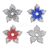 4Pcs 4 Styles Flower Imitation Leather & Rhinestone Ornament Accessories DIY-FH0007-09-1