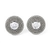 304 Stainless Steel Pave Cubic Zirconia Twisted Chain Disc Stud Earrings for Women EJEW-G390-06P-01-2