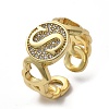 Brass Micro Pave Clear Cubic Zirconia Open Cuff Rings for Women RJEW-K289-02G-S-4
