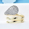 Brass Micro Pave Clear Cubic Zirconia Cuff Rings for Women RJEW-G347-15GP-2