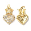 Brass Micro Pave Clear Cubic Zirconia Pendants KK-E068-VA301-2-1