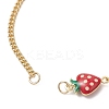 3Pcs 3 Styles Brass Enamel Red Strawberry Link Chain Bracelet Making AJEW-JB01546-3