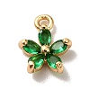 Brass Cubic Zirconia Flower Charms KK-O141-01G-06-1