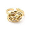 Clear Cubic Zirconia Moon & Star Open Cuff Ring RJEW-C055-03G-2