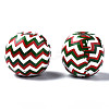 Painted Natural Wood European Beads WOOD-S057-034-3