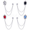 4Pcs 4 Colors Glass Oval Hanging Chain Brooches JEWB-GF0001-37-1