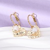Heart Brass & Natural Pearl Hoop Earrings EJEW-Z159-03G-3