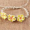 Plumeria Flower Polymer Clay Beads Braided Bead Bracelets for Women FS-WG73C89-06-1