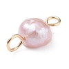 Natural Cultured Freshwater Pearl Connector Charms PALLOY-JF01394-01-4