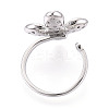 Flower Brass Micro Pave Clear Cubic Zirconia Cuff Ring Settings KK-T076-70P-3