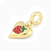 Brass Red Enamel Heart European Dangle Charms KK-Z090-07G-01-2