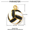 Volleyball Charms 304 Stainless Steel Enamel Pendants STAS-OY004-16G-2