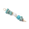 Dyed Natural Howlite Chip & Natural Cultured Freshwater Pearl Rice Beaded Connector Charms PALLOY-JF03707-07-3