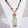 Glass Beads with Agate Beaded Necklaces X-NJEW-E040-04-2