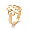 Ion Plating(IP) 201 Stainless Steel Heart Clover Finger Ring RJEW-J051-01G-1