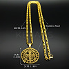 201 Stainless Steel Saint Benedict Medal Pendant Necklaces with Cuban Link Chains for Men FS-WG2A1DE-02-3