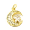 Rack Plating Brass Micro Pave Cubic Zirconia Pendants KK-D359-14G-1