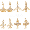 8Pcs 4 Style Brass Pave Cubic Zirconia Pendants KK-BBC0012-88-1