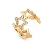 Brass Micro Pave Clear Cubic Zirconia Cuff Rings for Women RJEW-D307-01G-A-2