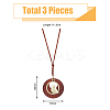 3Pcs 3 Colors Alloy Flat Round with Bird Pendant Necklaces Set with Faux Suede Cords NJEW-FI0001-30-2