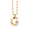 Brass Pave Colorful Cubic Zirconia Initial Pendant Necklaces FS-WG26597-07-1