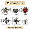 6Pcs 6 Style Bees Flower Heart Handicraft Acrylic Beaded Appliques PATC-GO0001-07-2