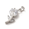 Brass Micro Pave Cubic Zirconia Pendants ZIRC-P114-04P-2