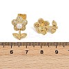 Brass Micro Pave Clear Cubic Zirconia Flower Stud Earrings EJEW-L275-11G-5