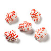 Handmade Printed Porcelain Beads PORC-F005-03C-1