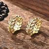 Clear Cubic Zirconia Leaf Hoop Earrings EJEW-B013-01-1