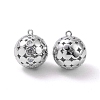 Round Brass Micro Pave Clear Cubic Zirconia Pendants KK-G436-06P-1