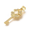 Brass Micro Pave Cubic Zirconia Shell Pendants KK-D328-15G-2