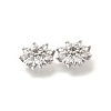 Flower Brass Clear Cubic Zirconia Bead Caps KK-V008-08B-P-2