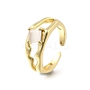 Square Brass Cat Eye Cuff Rings RJEW-G344-01G-01-4
