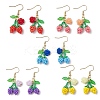 Flower with Cherry 304 Stainless Steel Glass Seed Beads Dangle Earrings EJEW-MZ00419-2