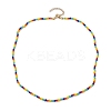 6 Solid Colors Glass Beaded Necklaces NJEW-JN04900-3