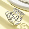 304 Stainless Steel Wave Open Cuff Ring for Women RJEW-M025-01P-1