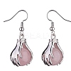 Natural Rose Quartz Palm Dangle Earrings EJEW-A092-09P-18-2