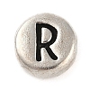 925 Sterling Silver Flat Round with Letter Beads STER-G044-01AS-R-1